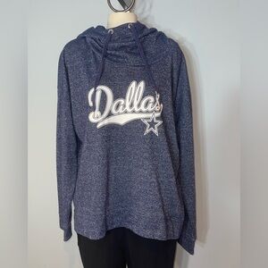 Dallas Cowboys woman’s blue silver metallic hoodie sweatshirt size large
